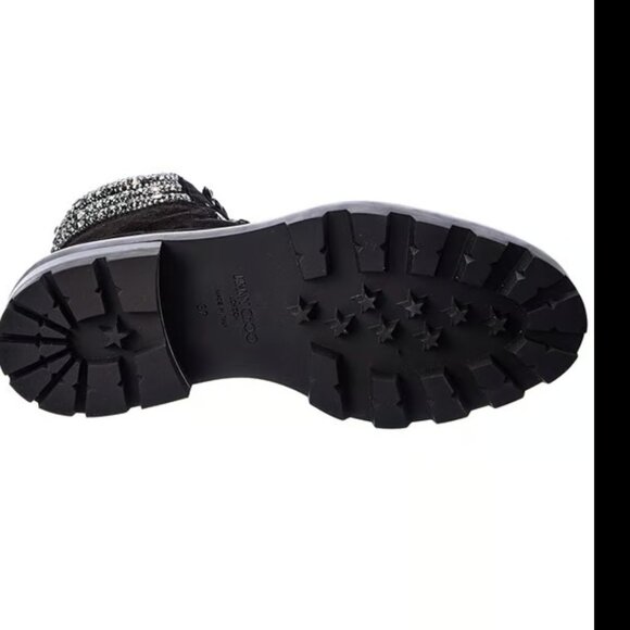 Jimmy Choo Eshe Suede Hiking Boot Black Size 38.5 - Picture 6 of 8